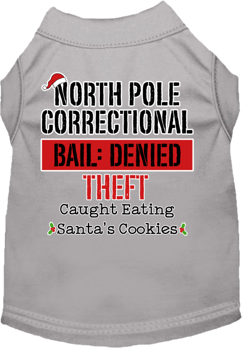 North Pole Correctional Screen Print Dog Shirt Grey Size 6x